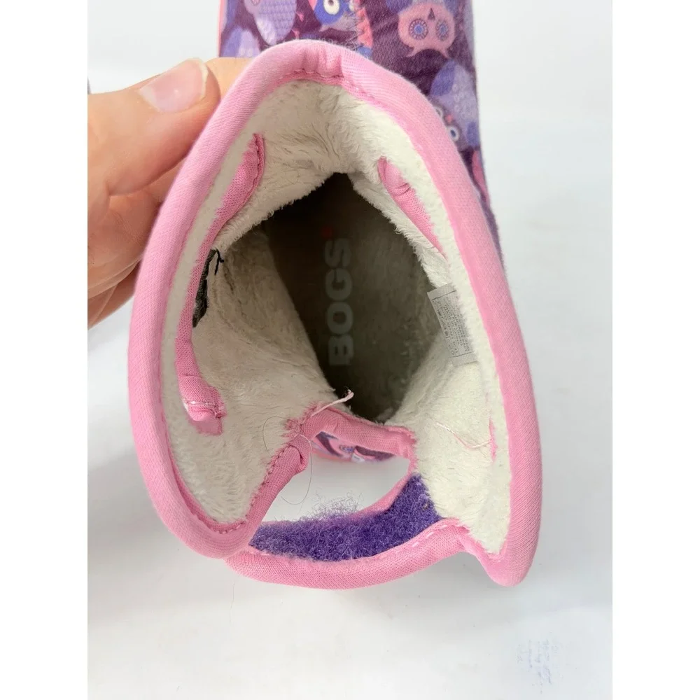 Bogs Baby Owls Purple Pink Waterproof Faux Fur Lined Boots 72166I-540 Kids 10